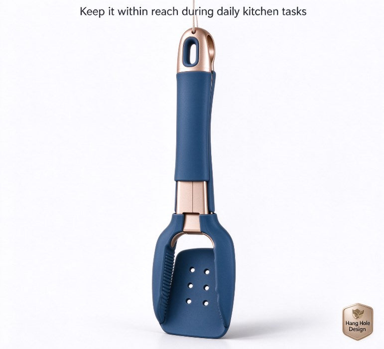 2-in-1 Silicone Grip and Flip Spatula Tongs – Heat Resistant Non-Stick Food Turner with Rose Gold Stainless Steel Frame for Eggs, Pancakes, Burgers, and Fish