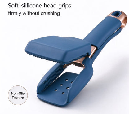 2-in-1 Silicone Grip and Flip Spatula Tongs – Heat Resistant Non-Stick Food Turner with Rose Gold Stainless Steel Frame for Eggs, Pancakes, Burgers, and Fish