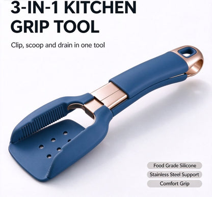 2-in-1 Silicone Grip and Flip Spatula Tongs – Heat Resistant Non-Stick Food Turner with Rose Gold Stainless Steel Frame for Eggs, Pancakes, Burgers, and Fish