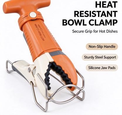 Anti-Scald Hot Dish Clamp Setter – Stainless Steel Non-Slip Bowl Clip Gripper Retriever Tongs for Hot Plate, Steamer, Microwave, and Air Fryer Pans