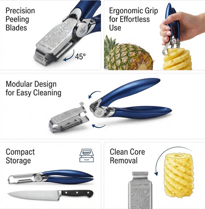 Ergonomic Stainless Steel Pineapple Corer and Eye Remover Tool – Heavy Duty Culinary Prep Pineapple Seed Remover Clamp with Non-Slip Grip Handle for Kitchen and Restaurant