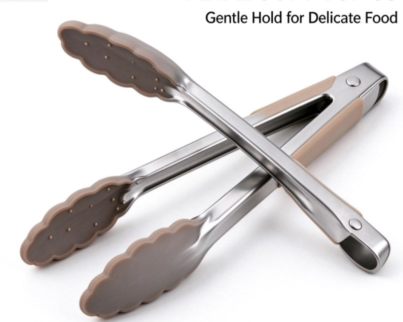 Gentle Hold Silicone Kitchen Tongs – Heat Resistant Non-Stick Food Tongs with Ergonomic Grip for Delicate Pastries, Fish, Salad, and Cooking