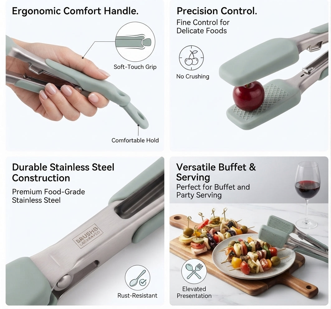 Professional Chef's Heavy Duty Silicone Kitchen Tongs – Heat Resistant Up to 480°F Non-Stick Locking Tongs with Detachable Silicone Pads for Cooking, Grilling, BBQ, and Serving